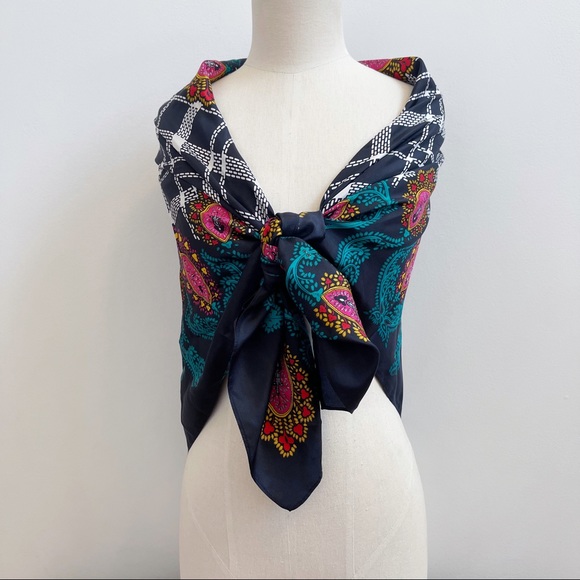 DVF For Avon Silk Black Pink Green Paisley Scarf NEW